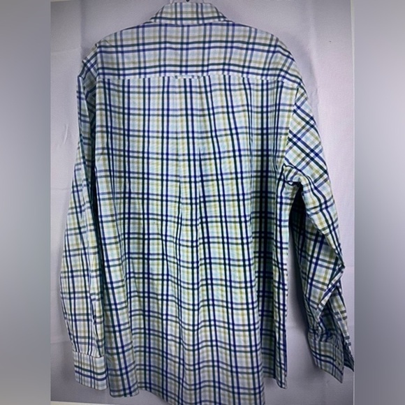 Orvis Men’s 100% Cotton Plaid Button Up Shirt Blue Green Size L - Picture 2 of 9